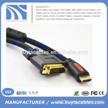 Cable de 1080p 5ft / 1.5M HDMI a la cuerda de DVI24 + 1 para PS3 Blu-ray DVD HDTV LCD 1080P XBOX